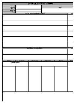 Preview of 3rd Grade Common Core/NGSSS Lesson Plan Template Social Studies