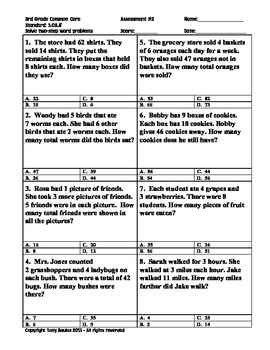 3Rd Grade Common Core Math 3.Oa.8 Solve Two-Step Word Problems With Easel