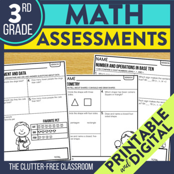 Preview of Math Assessments for 3rd Grade | Progress Monitoring for the Whole School Year