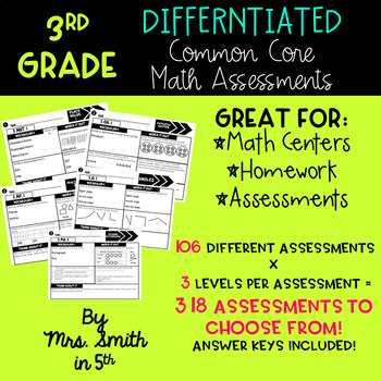 Preview of 3rd Grade Common Core Math Assessments BUNDLE for the WHOLE YEAR!