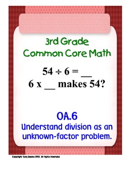 Preview of 3rd Grade Math - Division As An Unknown-Factor Problem 3.OA.6 PDF With Easel