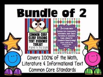 Preview of 3rd Grade Math & ELA Bundle 100% Common Core Aligned