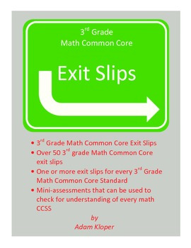 Preview of 3rd Grade Common Core Math Exit Slips