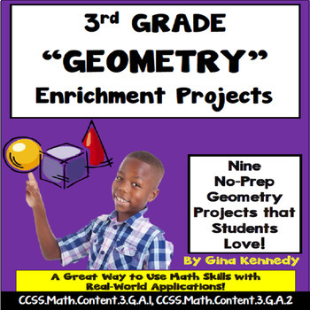 Preview of 3rd Grade Geometry Projects, Plus Vocabulary Handout