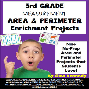 Preview of 3rd Grade Area and Perimeter Enrichment Projects, + Vocabulary Handout