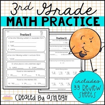 Preview of 3rd Grade Math Review - Spiral Review Worksheets | Print and Digital