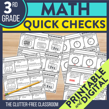 Preview of Math Exit Tickets for 3rd Grade | Printable and Digital Progress Monitoring