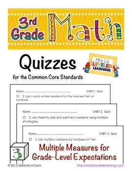 Preview of 3rd Grade Common Core Math Quizzes - All Standards