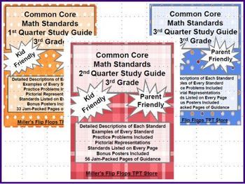 Preview of 3rd Grade Common Core Math Study Guide - ALL Standards Bundle Pack 20% Discount