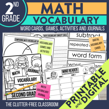 Preview of Math Vocabulary Games, Cards, Journals and More for 2nd Grade
