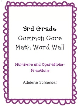 Preview of 3rd Grade Common Core Math Word Wall Fractions