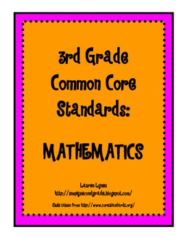 3rd Grade Common Core: Mathematics by Lauren Lynes | TpT