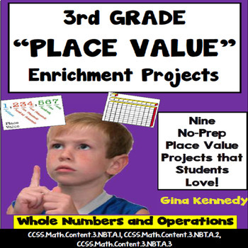 Preview of 3rd Grade Place Value Projects, Plus Vocabulary Handout