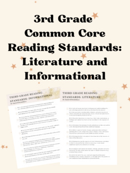 Preview of 3rd Grade Common Core Reading Standards: Literature AND Informational