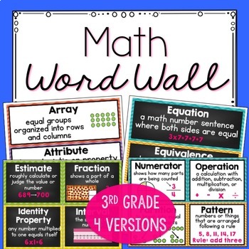 Preview of 3rd Grade Math Word Wall