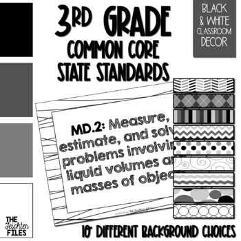 Preview of 3rd Grade Common Core State Standards (CCSS) Posters Black & White EDITABLE