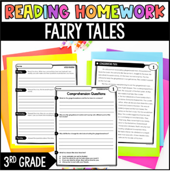 Preview of 3rd Grade Reading Homework Review - Fairy Tales - Common Core Aligned