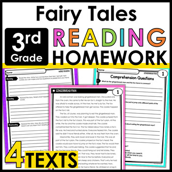 Preview of 3rd Grade Reading Homework Review - Fairy Tales - Common Core Aligned