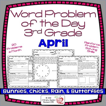 Preview of Word Problems 3rd Grade, April, Spiral Review, Distance Learning