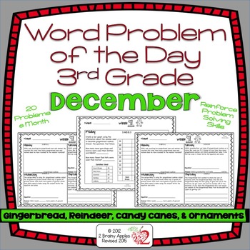 Preview of Word Problems 3rd Grade, December, Spiral Review, Distance Learning