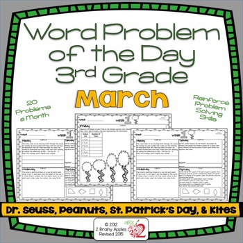 Preview of Word Problems 3rd Grade, March, Spiral Review, Distance Learning