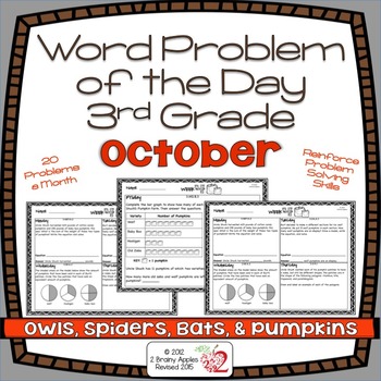 Preview of Word Problems 3rd Grade, October, Spiral Review, Distance Learning