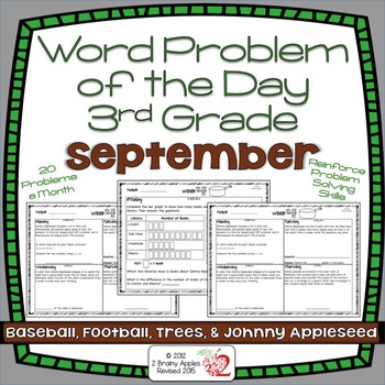 Preview of Word Problems 3rd Grade, September, Spiral Review, Distance Learning