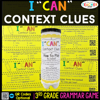 Preview of 3rd Grade Grammar Game | Context Clues, Affixes, Roots