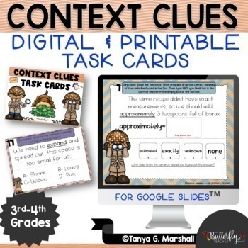 Preview of 3rd Grade Context Clues & Tier 2 Vocabulary Practice Vocabulary in Context