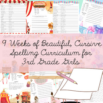 Preview of 3rd Grade Spelling Curriculum | Journal Prompts | Cursive Handwriting Practice