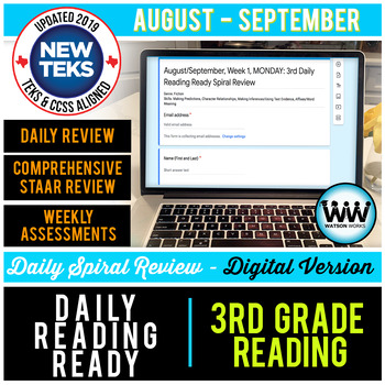 Preview of 3rd Grade DIGITAL Daily Reading Spiral Review for Aug/Sept – Distance Learning