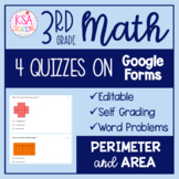 3rd Grade Math | 4 Perimeter & Area Quizzes on Google Form