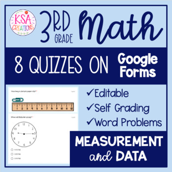 Preview of 3rd Grade Math | 8 Measurement/Data Quizzes on Google Forms™ | Distance Learning