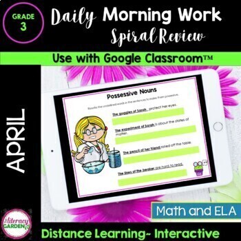 Preview of 3rd Grade DIGITAL MORNING WORK - APRIL Google Slides™  DISTANCE Learning