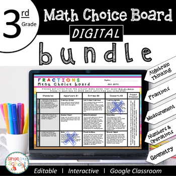 Preview of 3rd Grade DIGITAL Math Choice Board Bundle for Distance Learning