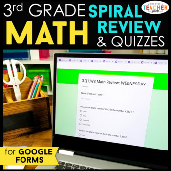 Preview of 3rd Grade DIGITAL Math Spiral Review | Homework, Morning Work, Warm Ups