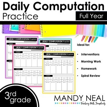 Preview of 3rd Grade Daily Computation Math, Spiral Review, Homework Practice Bundle