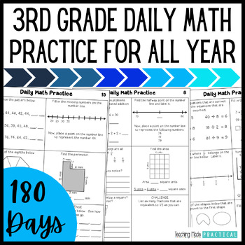 Preview of 3rd Grade Daily Daily Math Practice for All Year - Warm-Up, Spiral Review