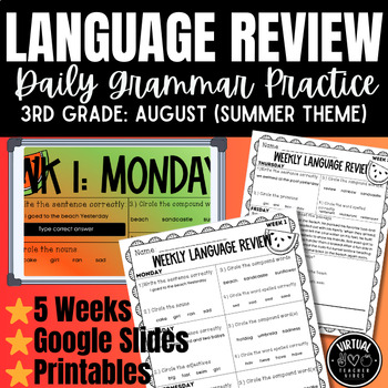 Preview of 3rd Grade Daily Grammar Language Review with Google Slides and Printable Option