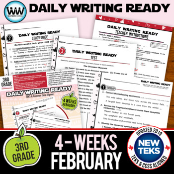 Preview of 3rd Grade Daily Language Review for February New ELA TEKS