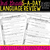 3rd Grade Daily Language Spiral Review Morning Work [Editable]