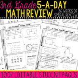 3rd Grade Daily MATH Spiral Review Morning Work [Editable]