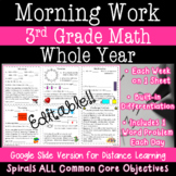 3rd Grade Math Spiral Review Morning Work