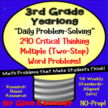 Preview of 3rd Grade Daily Math Problem Solving, 290 Yearlong Multi-Step Word Problems