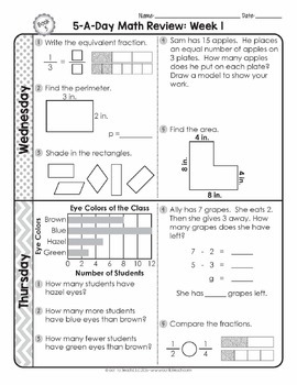 3rd Grade Daily MATH Spiral Review Morning Work Editable by Teacher Thrive