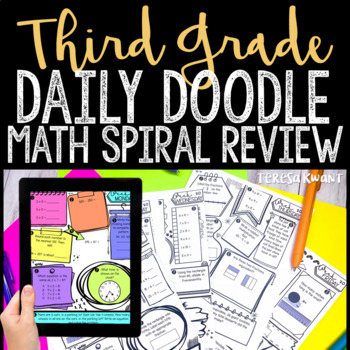 Preview of 3rd Grade Daily Math Spiral Review Doodle Journal 