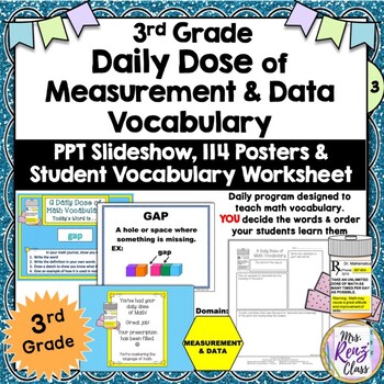 Preview of Daily Dose of MEASUREMENT & DATA Math Vocabulary Slideshow & Word Wall