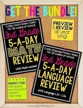 Preview of 3rd Grade Daily Math and Language Spiral Review Bundle 