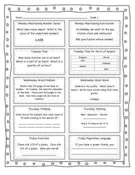 3rd grade daily spiral review printables for ela and math