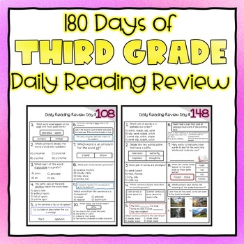 Preview of 3rd Grade Daily Reading Review - 180 Days of Spiral Review